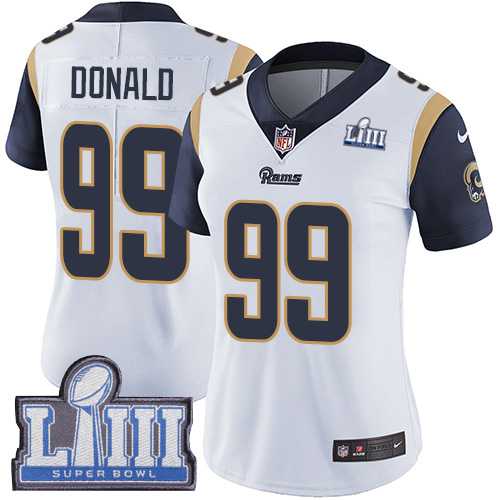 Women Nike Rams 99 Aaron Donald White 2019 Super Bowl LIII Vapor Untouchable Limited Jersey,We sell and wholesale Women Nike Rams 99 Aaron Donald White 2019 Super Bowl LIII Vapor Untouchable Limited Jersey on line form chian!